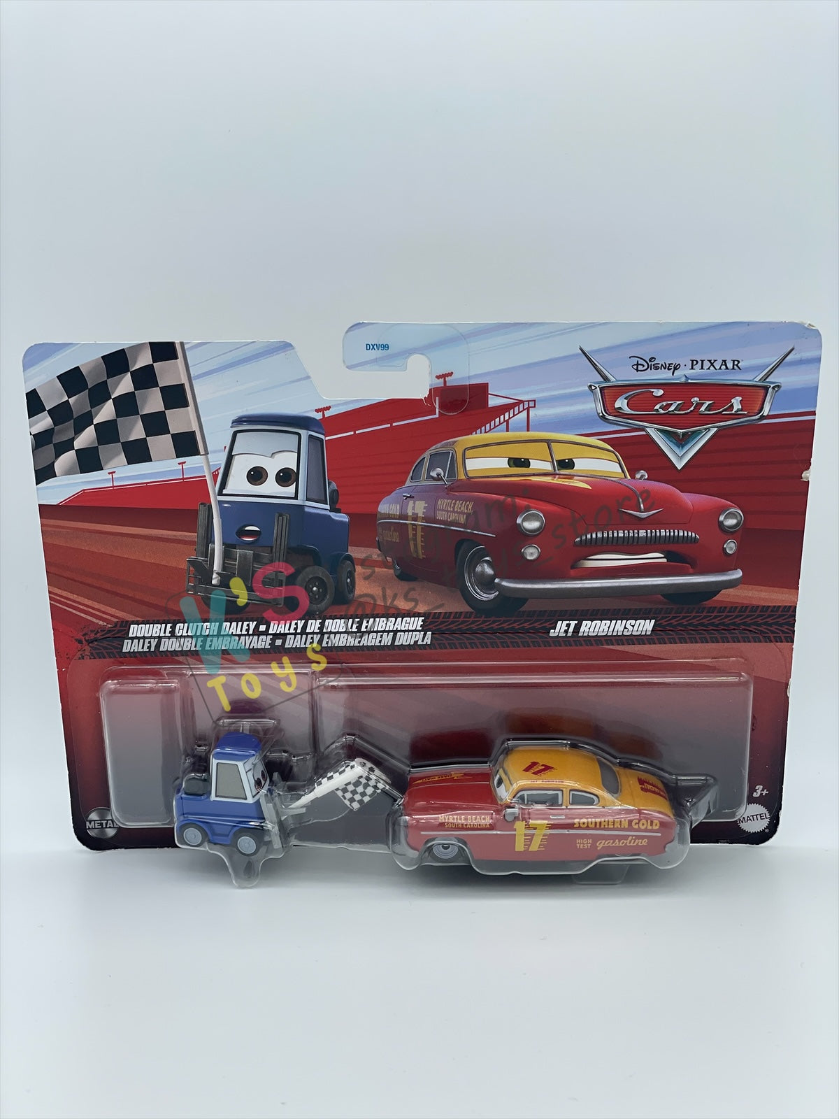 Disney Pixar Cars 1:55 2-Pack by Mattel, DOUBLE CLUTCH DALEY and JET ROBINSON - 2024 RE-RELEASED - BNIP