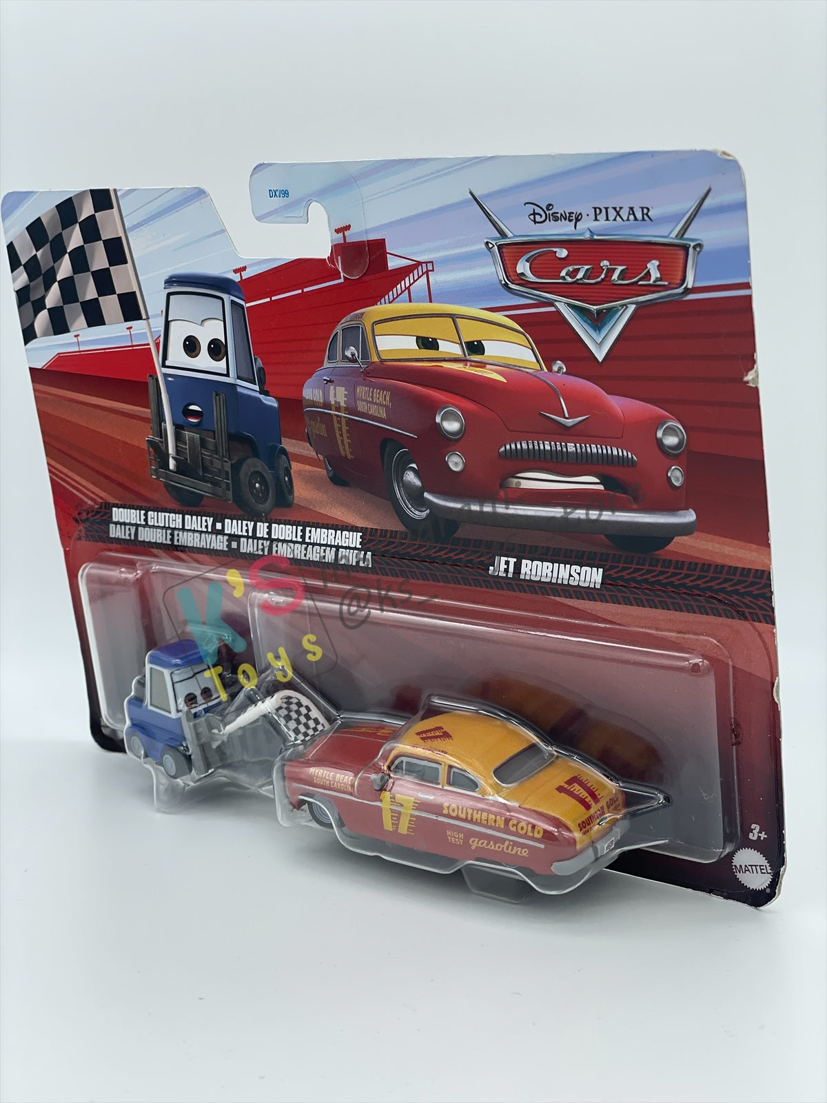 Disney Pixar Cars 1:55 2-Pack by Mattel, DOUBLE CLUTCH DALEY and JET ROBINSON - 2024 RE-RELEASED - BNIP