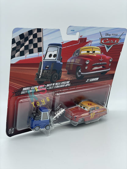 Disney Pixar Cars 1:55 2-Pack by Mattel, DOUBLE CLUTCH DALEY and JET ROBINSON - 2024 RE-RELEASED - BNIP