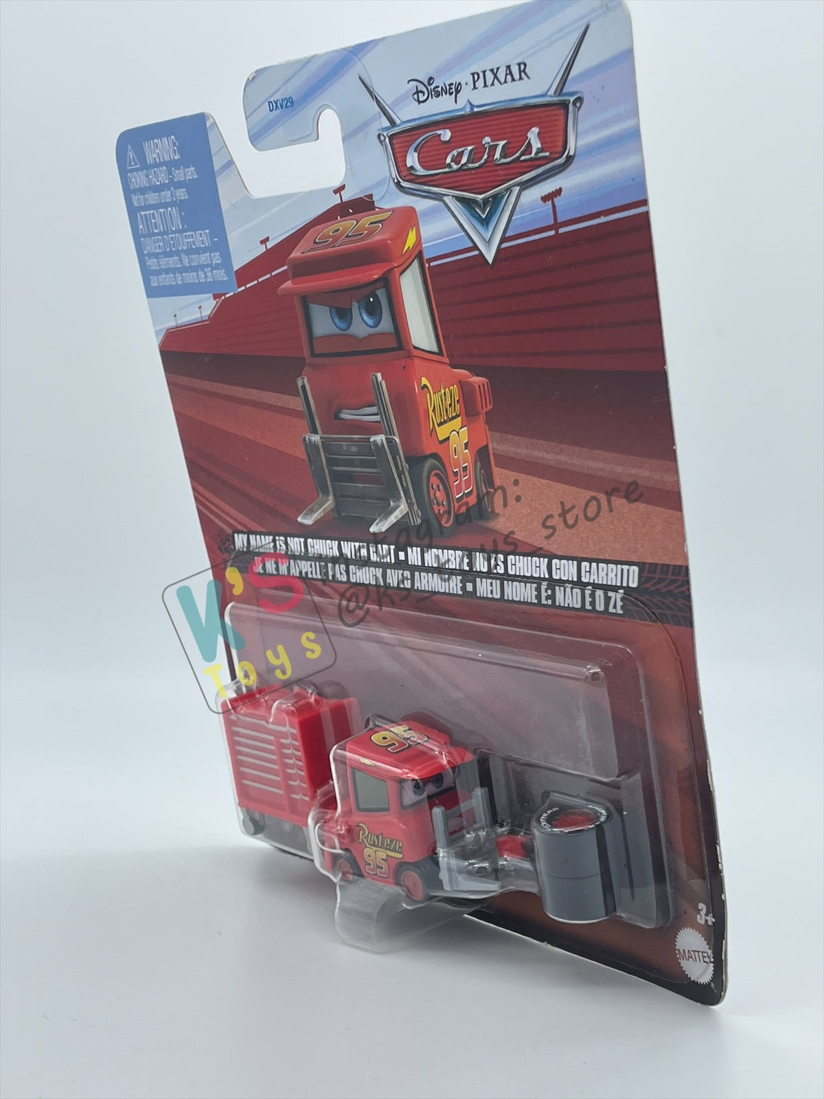 DISNEY PIXAR CARS BY MATTEL 1:55, "MY NAME IS NOT CHUCK WITH CART" - 2024 RE-RELEASED - BNIP