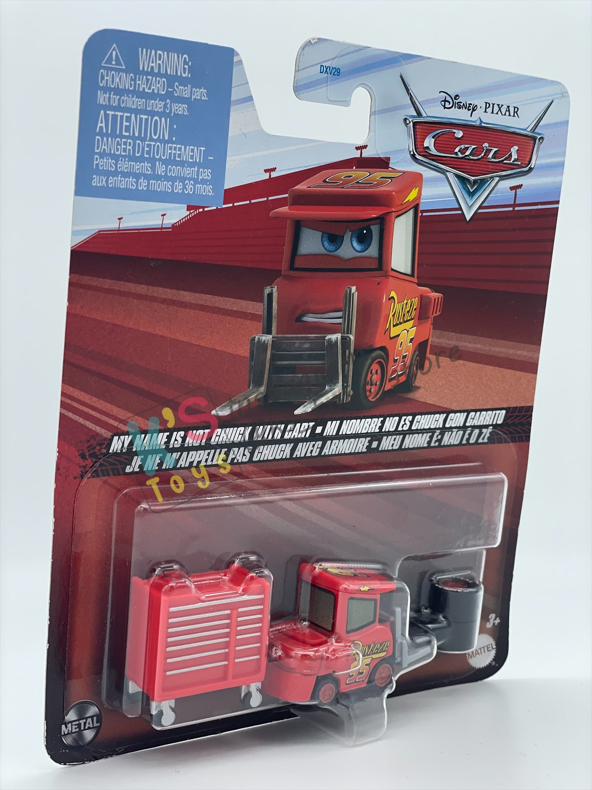 DISNEY PIXAR CARS BY MATTEL 1:55, "MY NAME IS NOT CHUCK WITH CART" - 2024 RE-RELEASED - BNIP