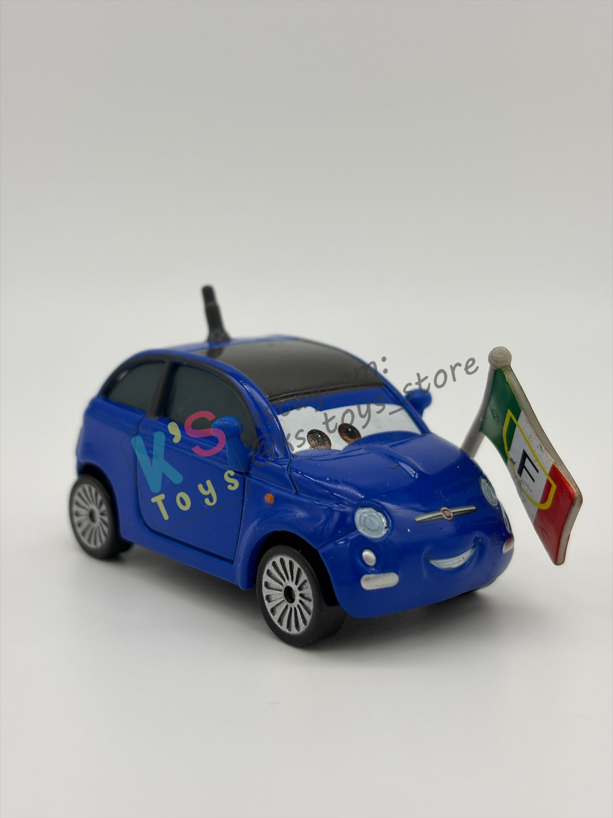 PRE-OWNED / LOOSE DISNEY PIXAR CARS BY MATTEL - "ALBERTO" - CARS 2 RACE FAN - NEAR MINT CONDITION - READ DESCRIPTION!!!!!!!!!