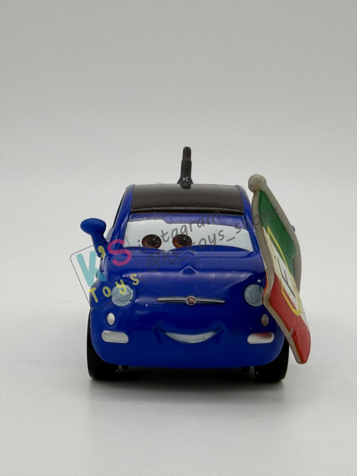 PRE-OWNED / LOOSE DISNEY PIXAR CARS BY MATTEL - "ALBERTO" - CARS 2 RACE FAN - NEAR MINT CONDITION - READ DESCRIPTION!!!!!!!!!