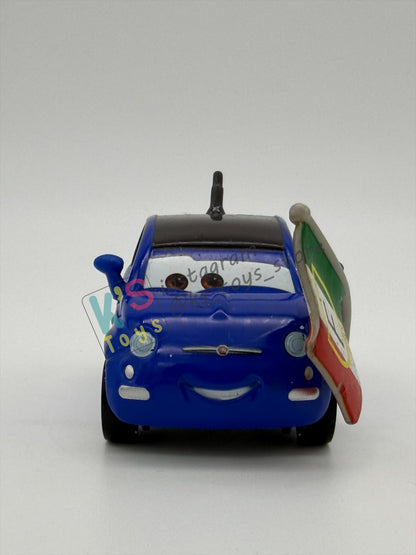 PRE-OWNED / LOOSE DISNEY PIXAR CARS BY MATTEL - "ALBERTO" - CARS 2 RACE FAN - NEAR MINT CONDITION - READ DESCRIPTION!!!!!!!!!