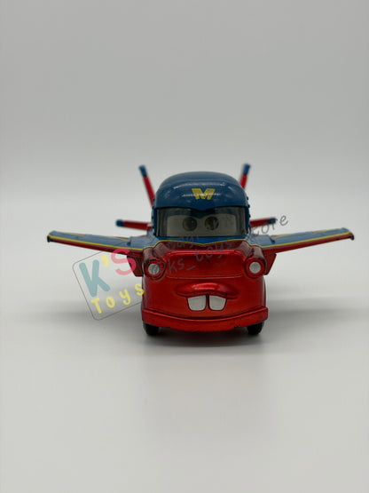 PRE-OWNED / LOOSE DISNEY PIXAR CARS 1:55 BY MATTEL - "HAWK MATER WITH METALLIC FINISH" EXCLUSIVE 2-PACKS TAKE FLIGHT - GOOD CONDITION