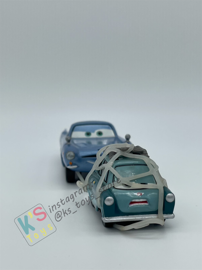 PRE-OWNED / LOOSE DISNEY PIXAR CARS - "CAPTURED PROFESSOR Z AND FINN MCMISSILE" LONDON RESCUE SERIES FROM 12-PACK GIFT SET - MINT CONDITION