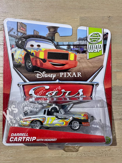 DISNEY PIXAR CARS BY MATTEL, DARRELL CARTRIP WITH HEADSET - WGP SERIES - BNIP