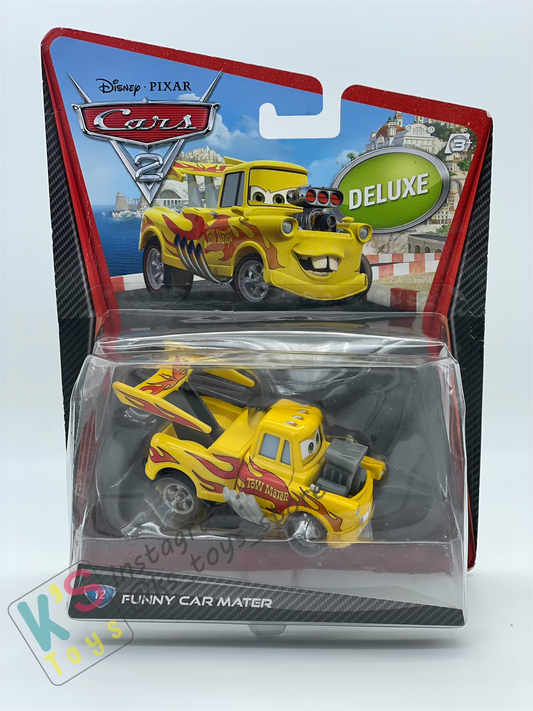 DELUXE DISNEY PIXAR CARS BY MATTEL, "FUNNY CAR MATER (HOT ROD MATER)" - BNIP