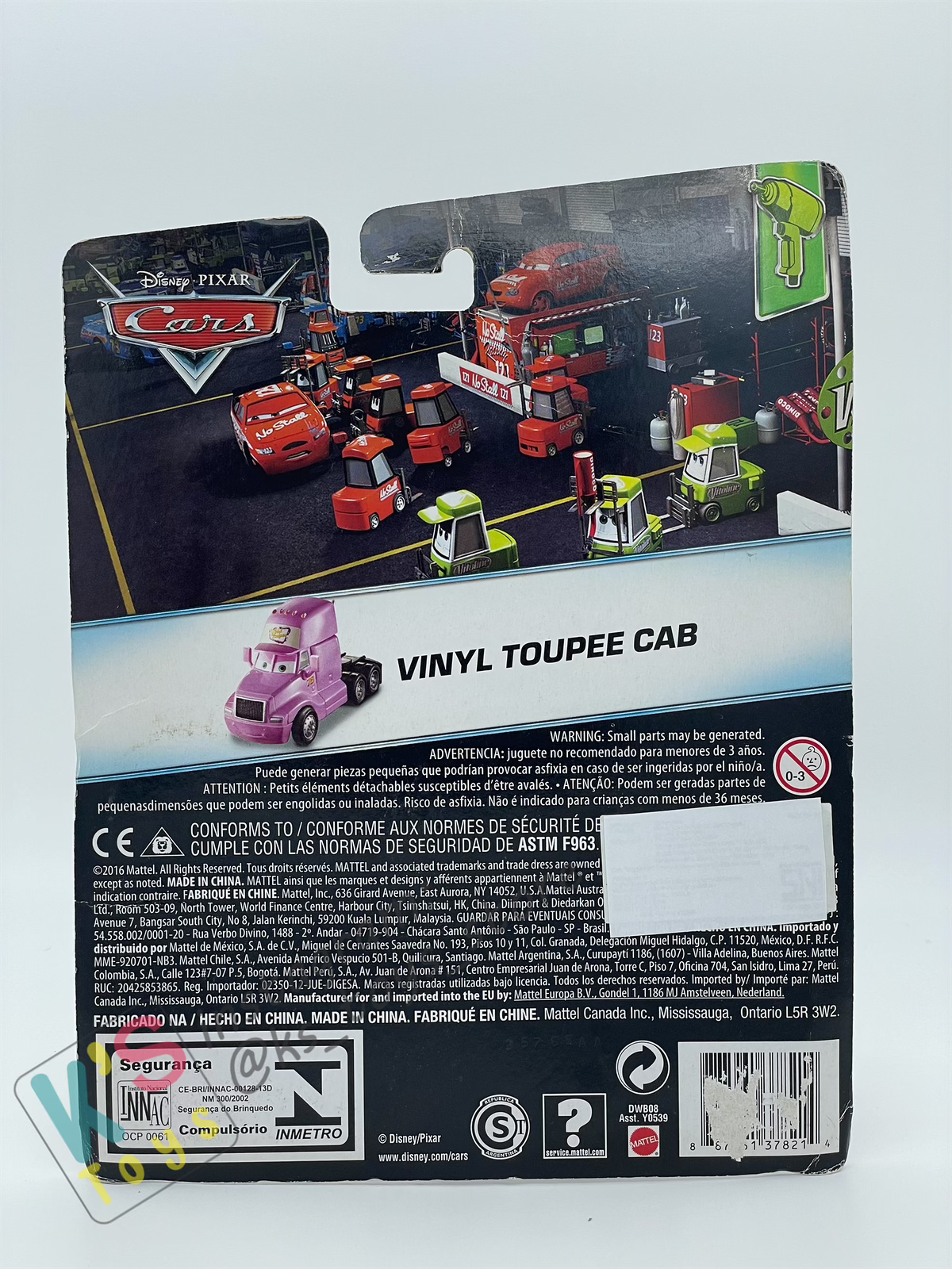 DELUXE DISNEY PIXAR CARS BY MATTEL "VINYL TOUPEE CAB" PISTON CUP PIT CREW - BNIP