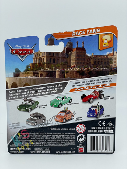 DISNEY PIXAR CARS BY MATTEL, “MAMA BERNOULLI" RACE FANS SERIES - BNIP