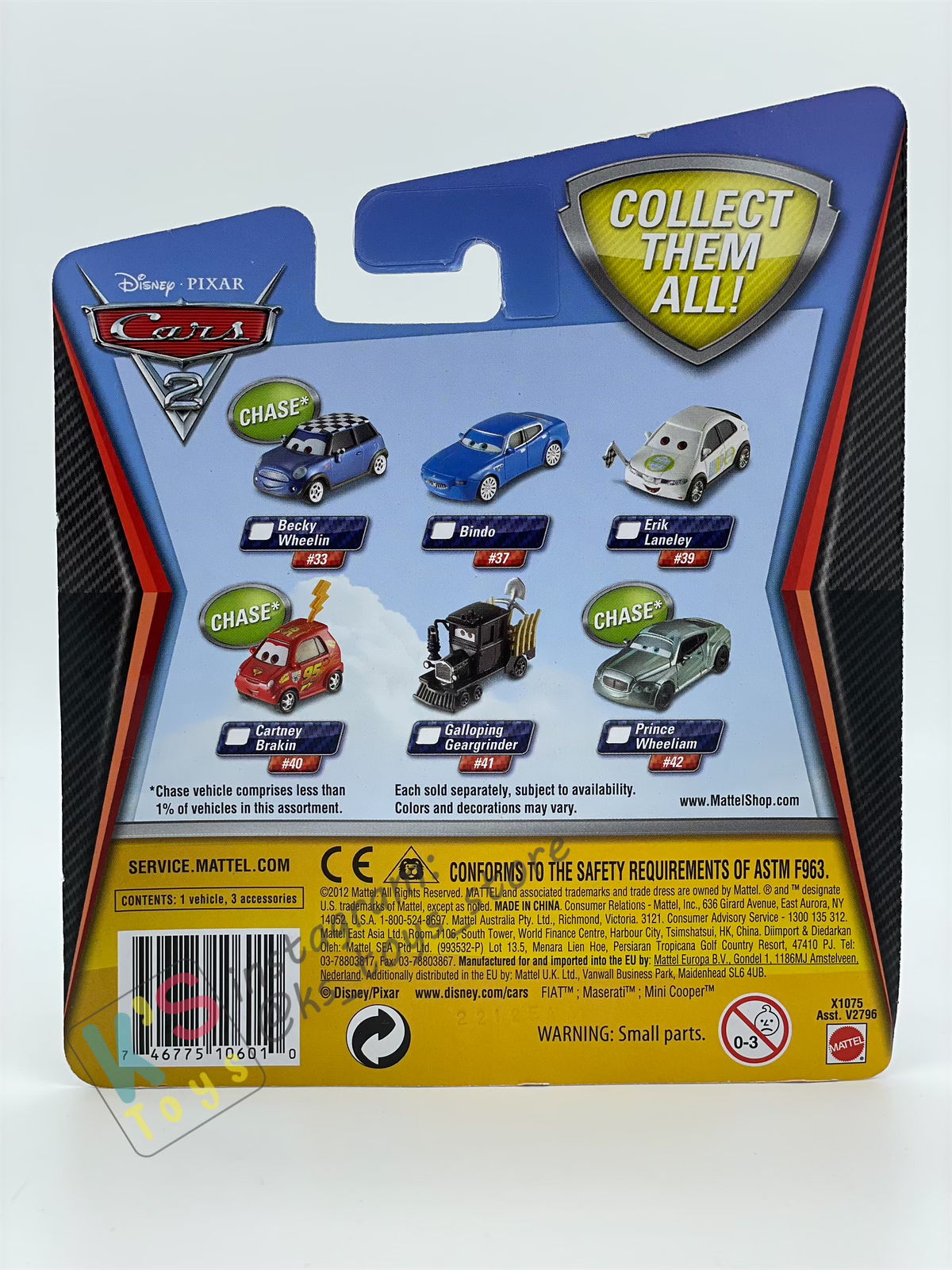DISNEY PIXAR CARS BY MATTEL, GALLOPING GEARGRINDER - CARS 2 SERIES - BNIP