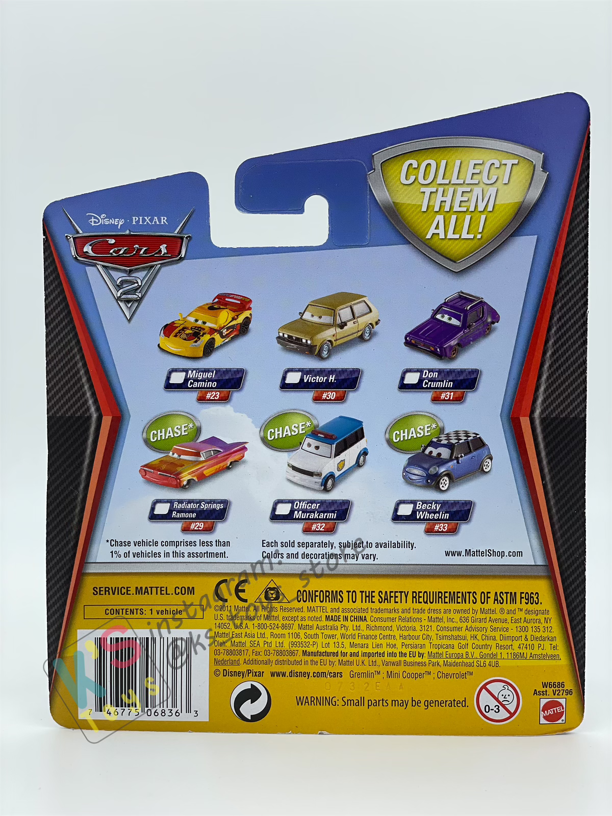 DISNEY PIXAR CARS BY MATTEL, VICTOR HUGO - CARS 2 SERIES - BNIP
