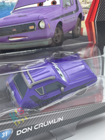 DISNEY PIXAR CARS BY MATTEL, DON CRUMLIN (GREEN EYES) - CARS 2 SERIES - BNIP