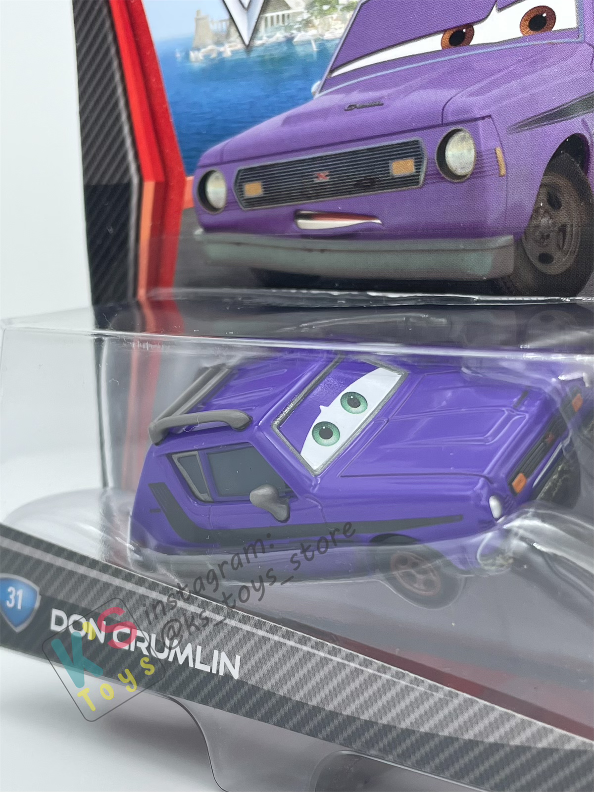 DISNEY PIXAR CARS BY MATTEL, DON CRUMLIN (GREEN EYES) - CARS 2 SERIES - BNIP