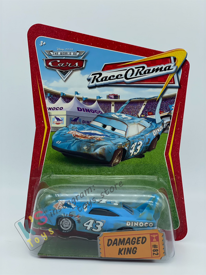 DISNEY PIXAR CARS 1:55 BY MATTEL, DAMAGED KING - RACE ORAMA SERIES - BNIP