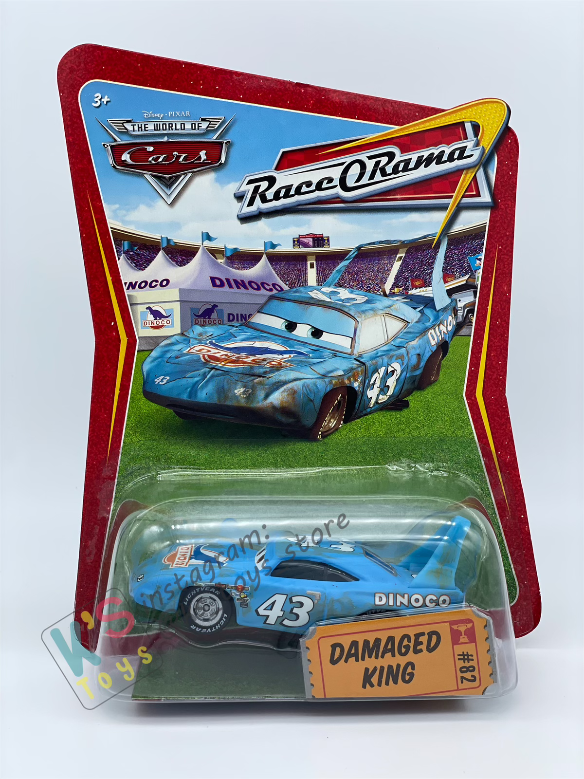 DISNEY PIXAR CARS BY MATTEL, DAMAGED KING - RACE ORAMA SERIES - BNIP