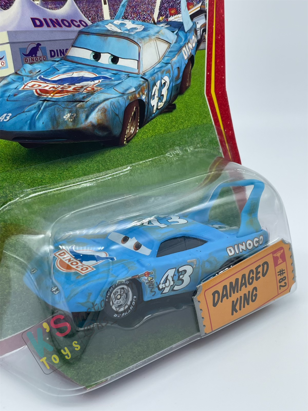 DISNEY PIXAR CARS BY MATTEL, DAMAGED KING - RACE ORAMA SERIES - BNIP