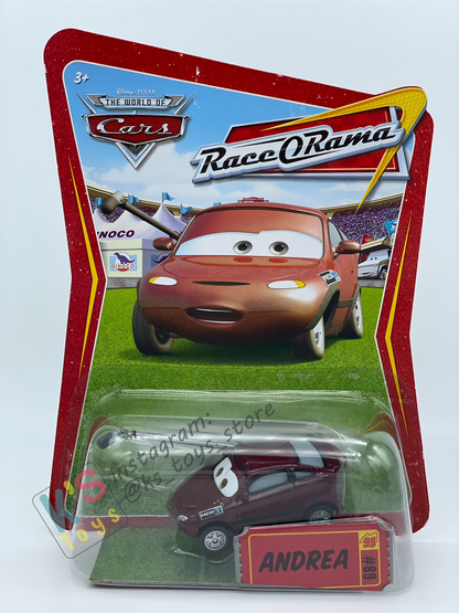 DISNEY PIXAR CARS BY MATTEL, ANDREA - RACE ORAMA SERIES - BNIP