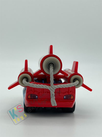PRE-OWNED / LOOSE DISNEY PIXAR CARS - "DAREDEVIL LIGHTNING MCQUEEN WITH TEETH" - MATER THE GREATER 4-PACK - DISPLAYED CONDITION