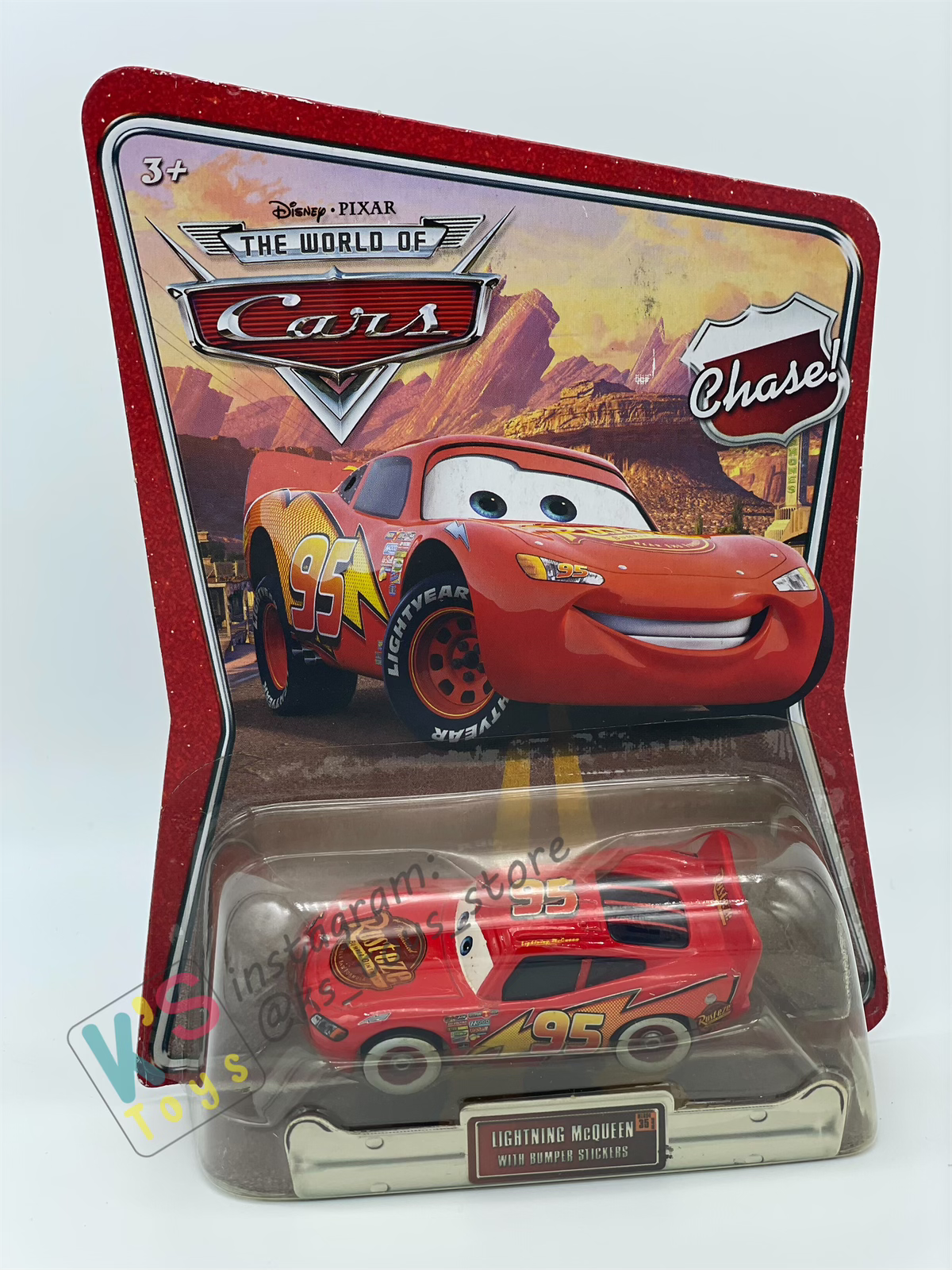 DISNEY PIXAR CARS "LIGHTNING MCQUEEN WITH BUMPER STICKERS" THE WORLD OF CARS SERIES - BNIP