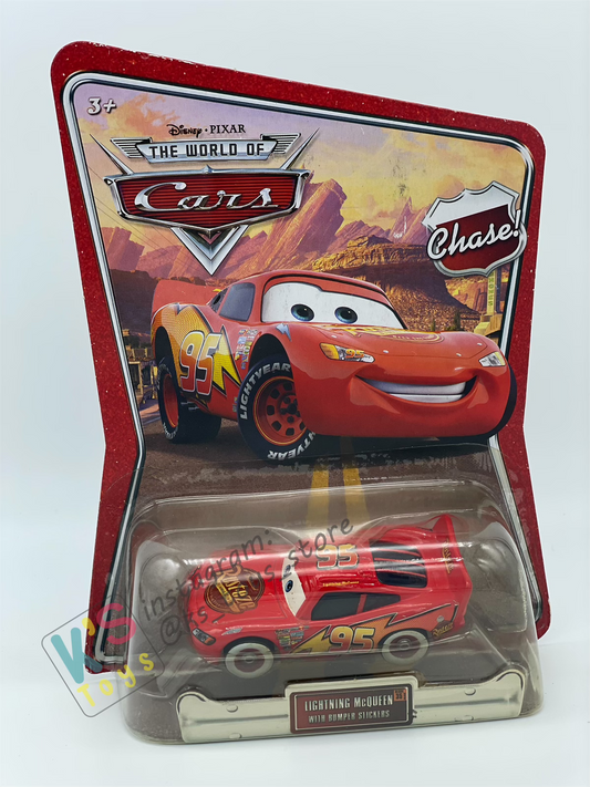 DISNEY PIXAR CARS "LIGHTNING MCQUEEN WITH BUMPER STICKERS" THE WORLD OF CARS SERIES - BNIP