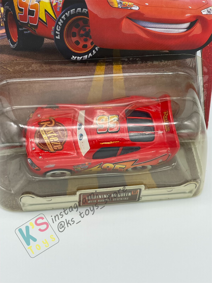 DISNEY PIXAR CARS "LIGHTNING MCQUEEN WITH BUMPER STICKERS" THE WORLD OF CARS SERIES - BNIP
