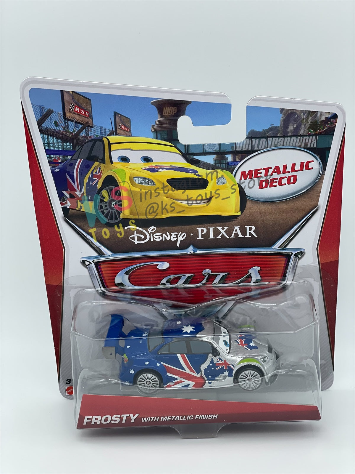 DISNEY PIXAR CARS BY MATTEL 1:55, "FROSTY WITH METALLIC FINISH" - METALLIC DECO SILVER SERIES - BNIP