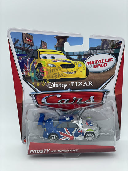 DISNEY PIXAR CARS BY MATTEL 1:55, "FROSTY WITH METALLIC FINISH" - METALLIC DECO SILVER SERIES - BNIP