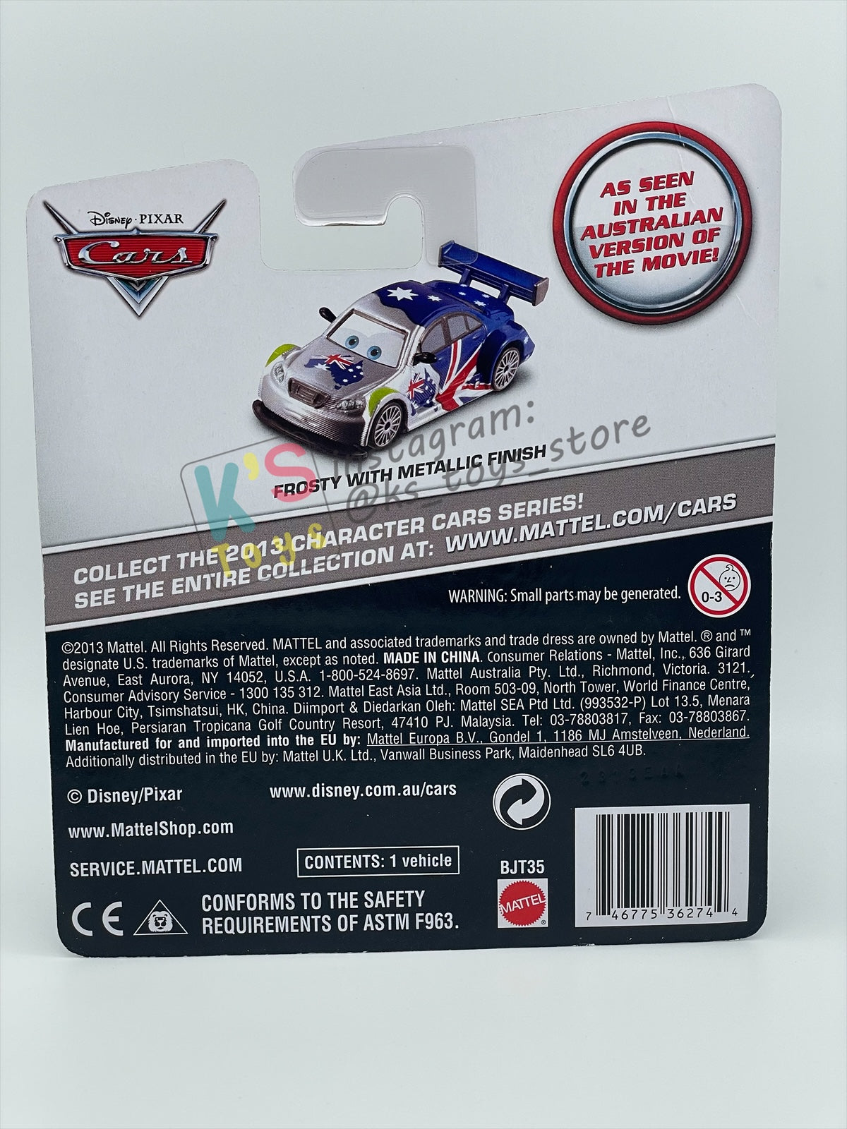 DISNEY PIXAR CARS BY MATTEL 1:55, "FROSTY WITH METALLIC FINISH" - METALLIC DECO SILVER SERIES - BNIP