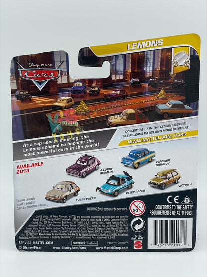 DISNEY PIXAR CARS BY MATTEL 1:55, PETEY PACER - LEMONS SERIES - BNIP