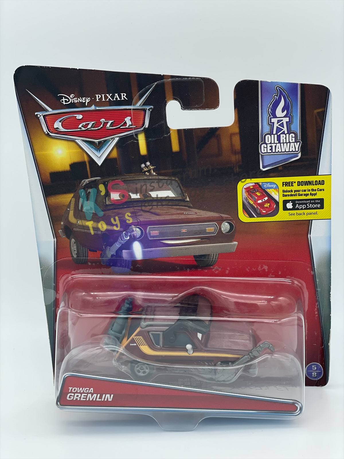 DISNEY PIXAR CARS BY MATTEL 1:55, TOWGA GREMLIN - CARS 2 OIL GRIG GETAWAY SERIES - BNIP