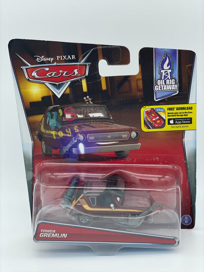DISNEY PIXAR CARS BY MATTEL 1:55, TOWGA GREMLIN - CARS 2 OIL GRIG GETAWAY SERIES - BNIP