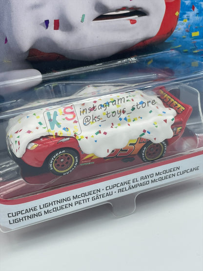 RARE DISNEY PIXAR CARS BY MATTEL 1:55, "CUPCAKE LIGHTNNG MCQUEEN" - FUNNY FLASHBACK SERIES - BNIP