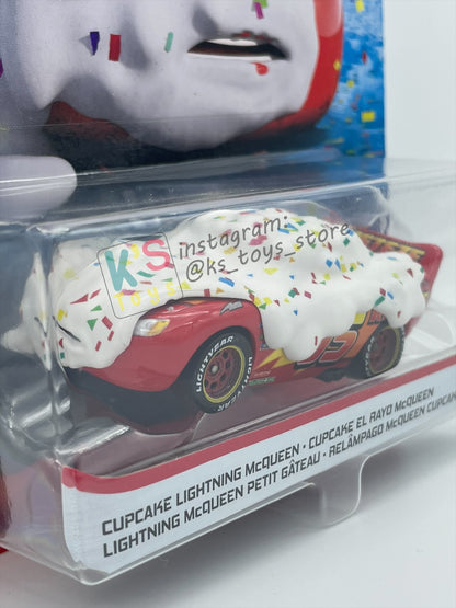 RARE DISNEY PIXAR CARS BY MATTEL 1:55, "CUPCAKE LIGHTNNG MCQUEEN" - FUNNY FLASHBACK SERIES - BNIP