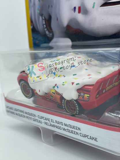 RARE DISNEY PIXAR CARS BY MATTEL 1:55, "CUPCAKE LIGHTNNG MCQUEEN" - FUNNY FLASHBACK SERIES - BNIP