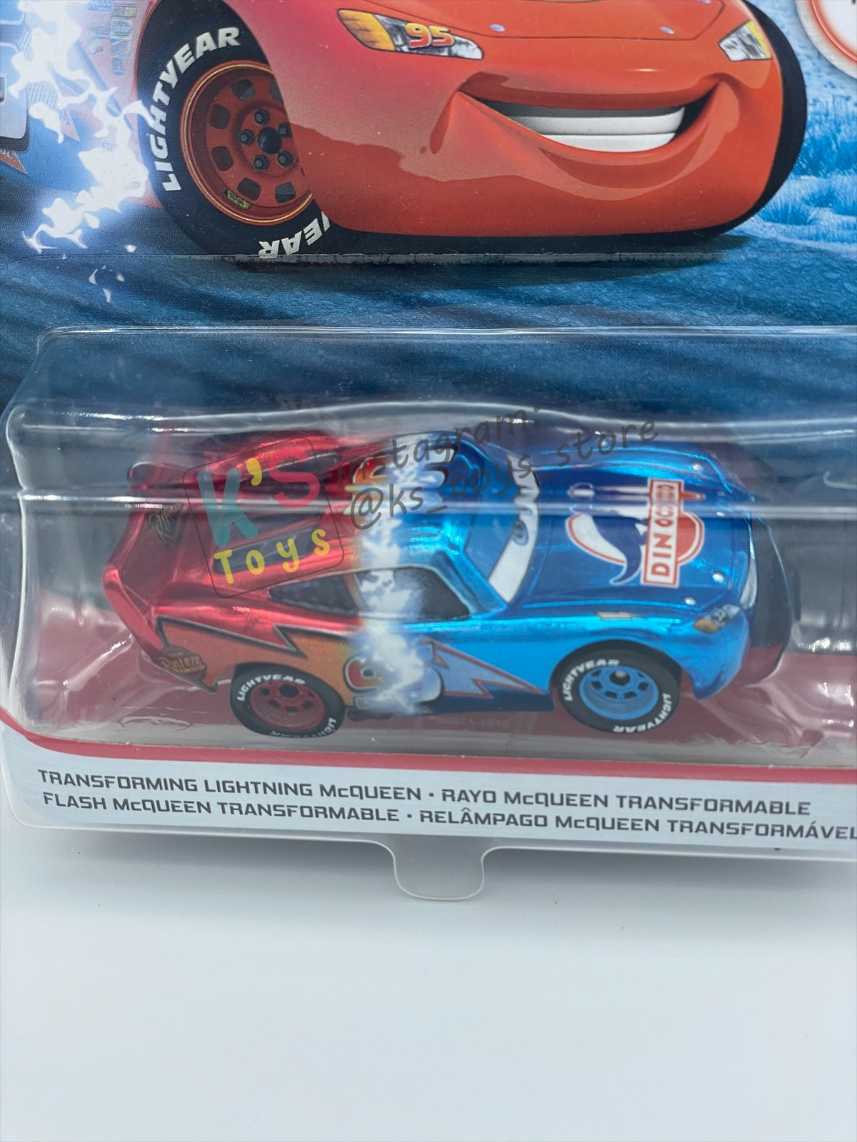RARE DISNEY PIXAR CARS BY MATTEL 1:55, "METALLIC FINISH TRANSFORMING LIGHTNING MCQUEEN" - DINOCO DAY DREAM SUPERCHASE SERIES - BNIP