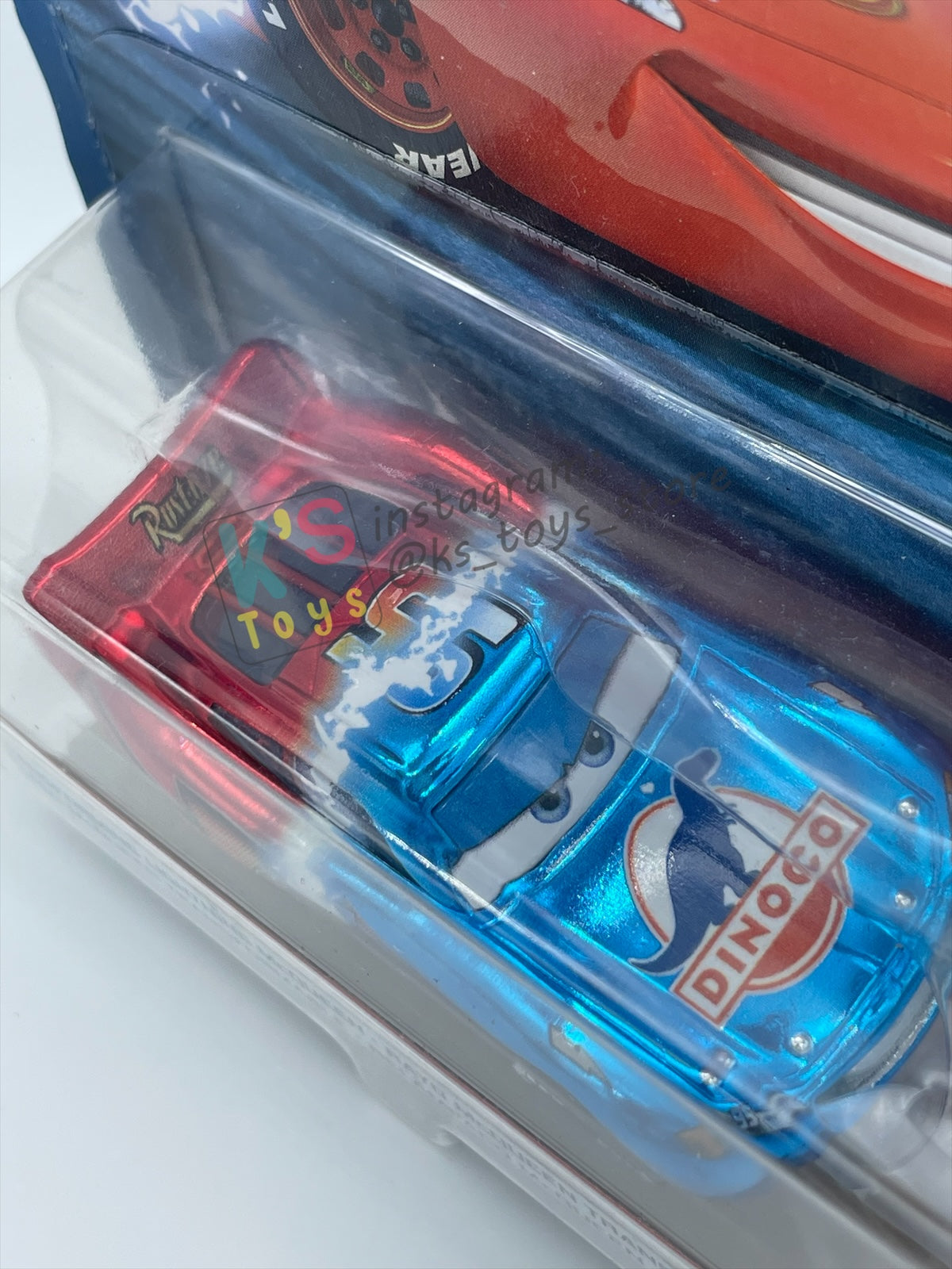RARE DISNEY PIXAR CARS BY MATTEL 1:55, "METALLIC FINISH TRANSFORMING LIGHTNING MCQUEEN" - DINOCO DAY DREAM SUPERCHASE SERIES - BNIP