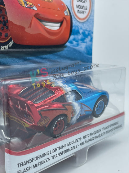 RARE DISNEY PIXAR CARS BY MATTEL 1:55, "METALLIC FINISH TRANSFORMING LIGHTNING MCQUEEN" - DINOCO DAY DREAM SUPERCHASE SERIES - BNIP