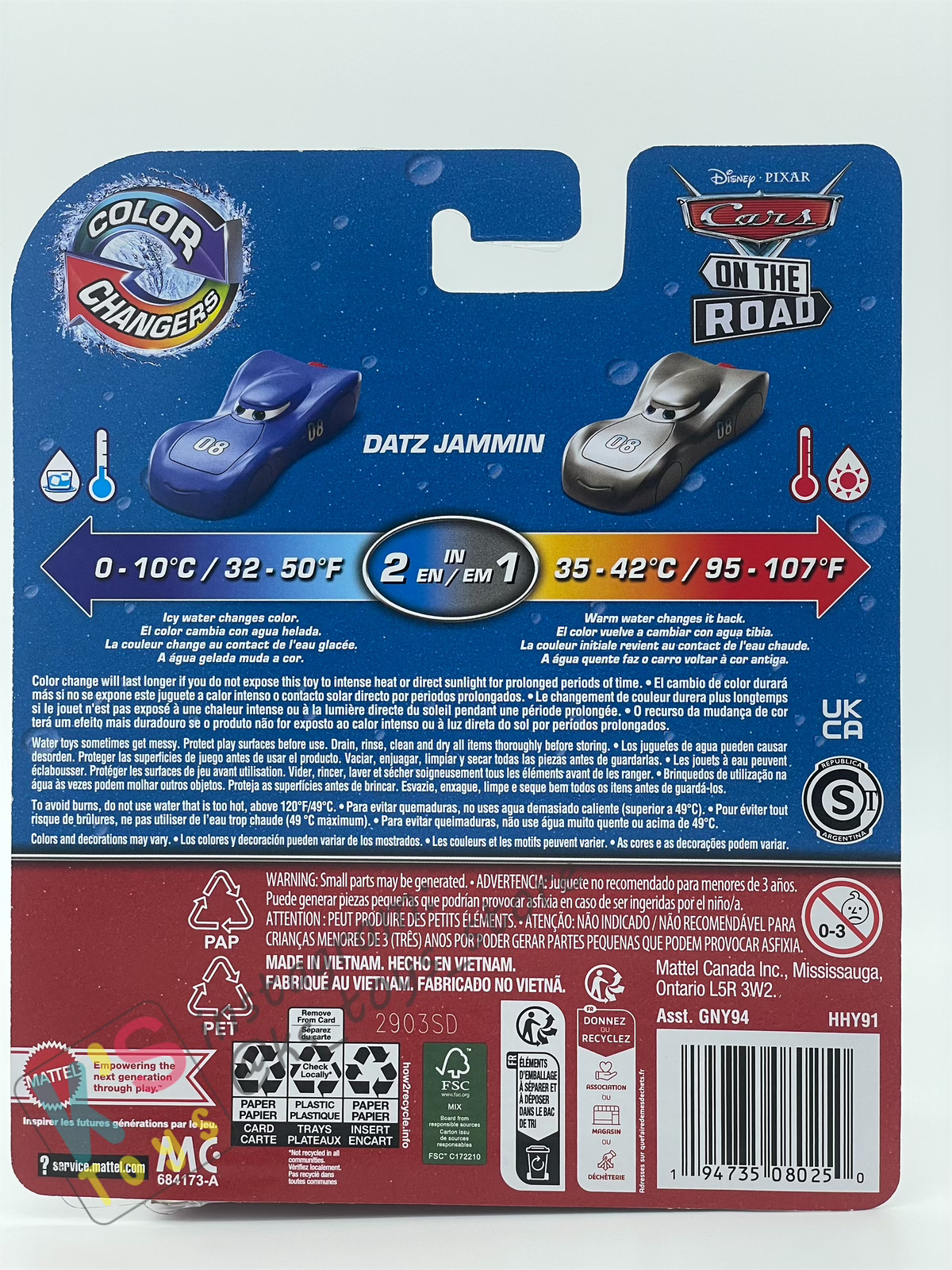 COLOR CHANGERS Disney Pixar Cars by MATTEL, DATZ JAMMIN (DARK BLUE/GREY) - 2023 RELEASE  - BNIP