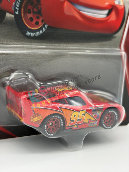 DISNEY PIXAR CARS BY MATTEL 1:55, "LIGHTNING MCQUEEN CARS 1 WITH RUSTEZE STICKER" - 2026 RE-RELEASED 20TH ANNIVERSARY CARD - BNIP