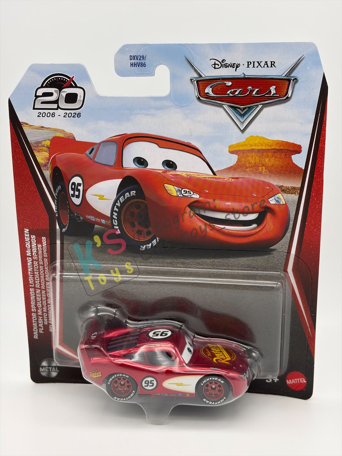 DISNEY PIXAR CARS BY MATTEL 1:55, "RADIATOR SPRINGS LIGHTNING MCQUEEN" - 2026 RE-RELEASED 20TH ANNIVERSARY CARD - BNIP