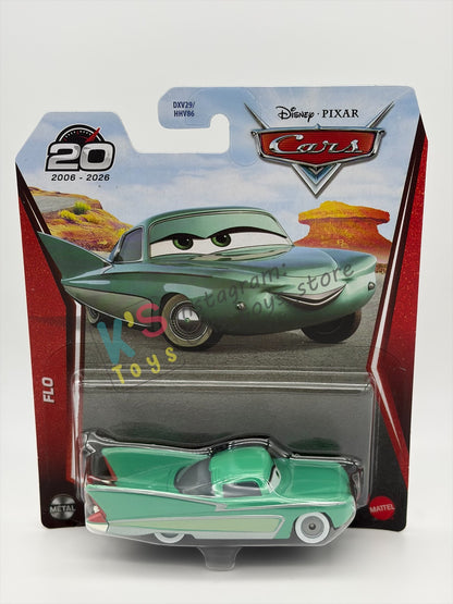 DISNEY PIXAR CARS BY MATTEL 1:55, "FLO" - 2026 RE-RELEASED 20TH ANNIVERSARY CARD - BNIP
