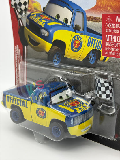 DISNEY PIXAR CARS BY MATTEL 1:55, "DEXTER HOOVER WITH CHECKERED FLAG" - 2026 RE-RELEASED 20TH ANNIVERSARY CARD - BNIP