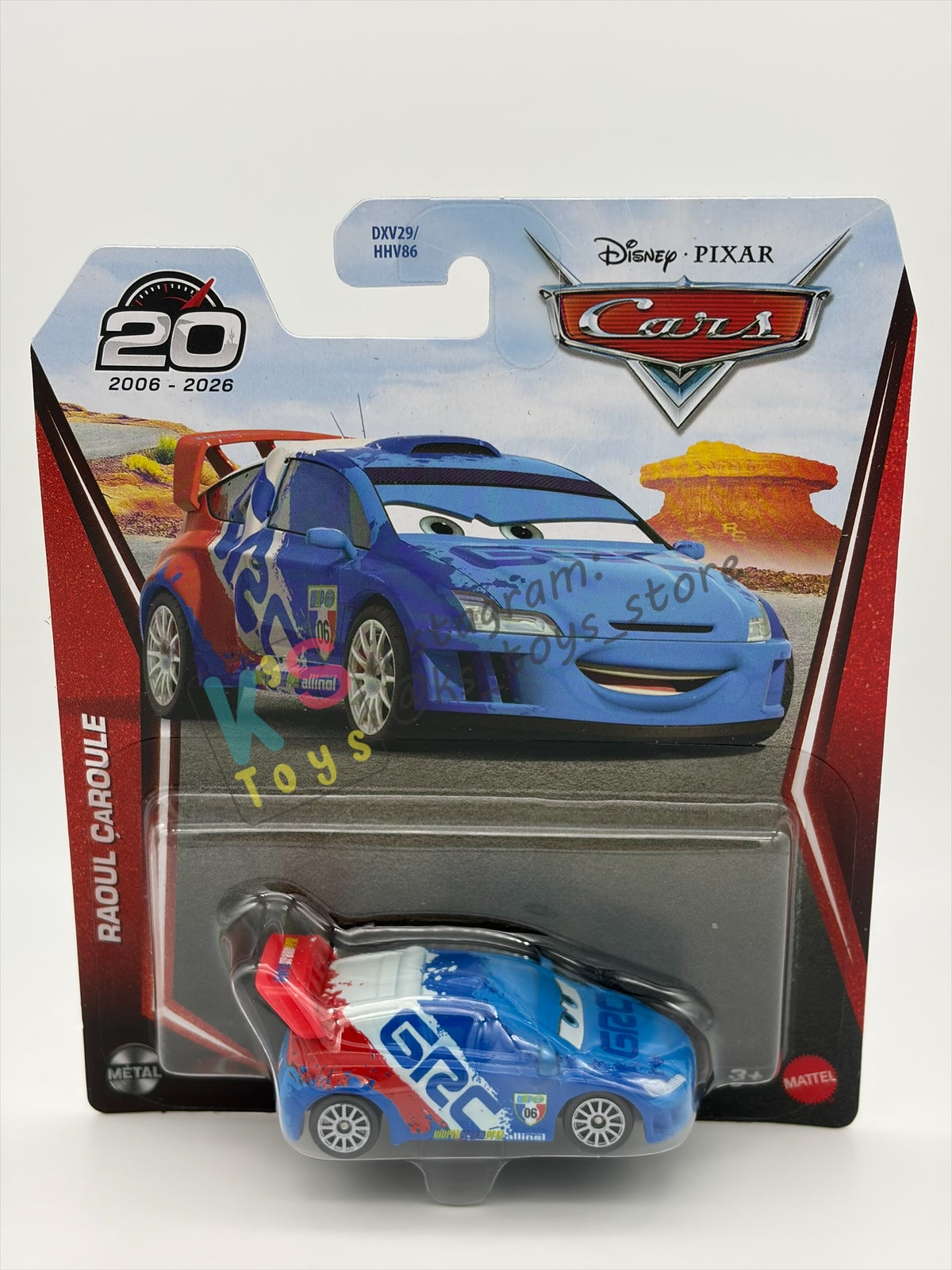 DISNEY PIXAR CARS BY MATTEL 1:55, "RAOULE CAROULE" - 2026 RE-RELEASED 20TH ANNIVERSARY CARD - BNIP