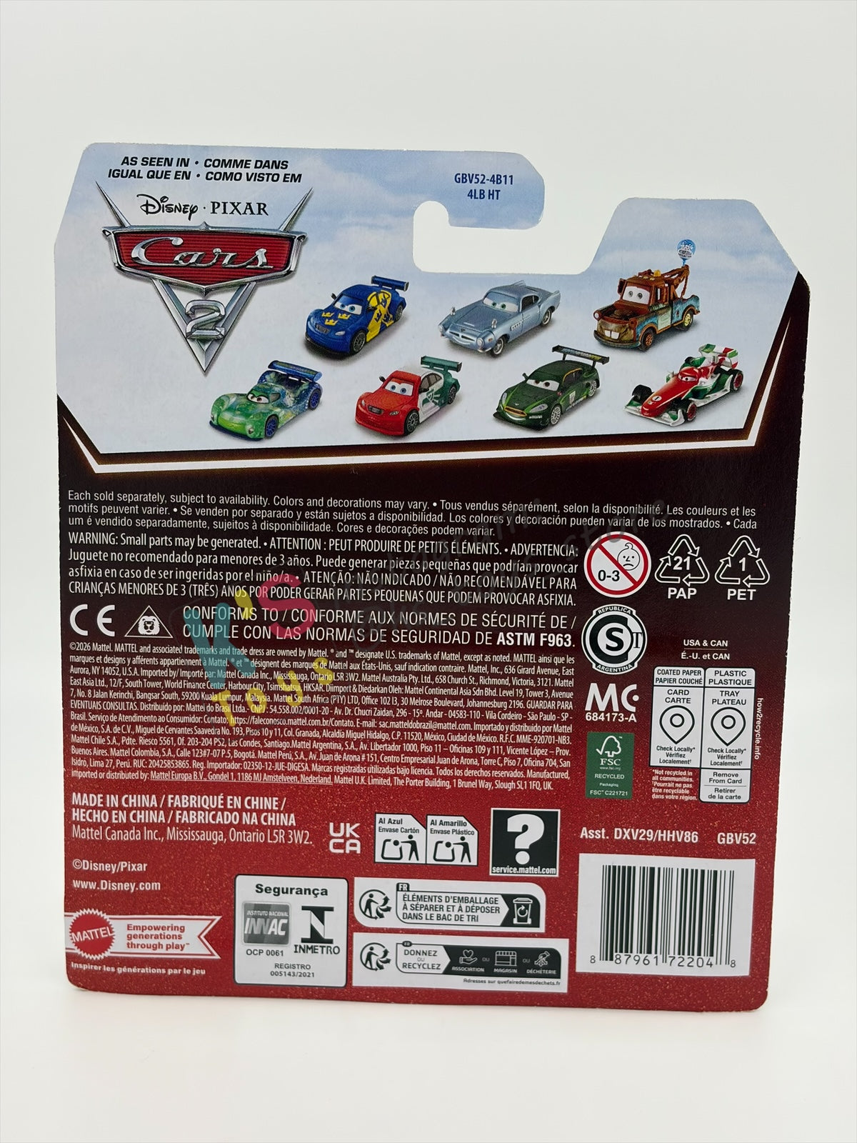 DISNEY PIXAR CARS BY MATTEL 1:55, "RAOULE CAROULE" - 2026 RE-RELEASED 20TH ANNIVERSARY CARD - BNIP