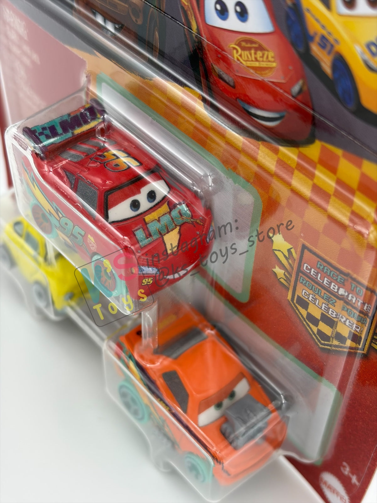 MINI RACERS DISNEY PIXAR CARS 3-PACK "RACE TO CELEBRATE LIGHTNING MCQUEEN / LUGI / RACE TO CELEBRATE SNOT ROD"- 2026 NEW RELEASE - BNIP