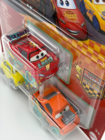 MINI RACERS DISNEY PIXAR CARS 3-PACK "RACE TO CELEBRATE LIGHTNING MCQUEEN / LUGI / RACE TO CELEBRATE SNOT ROD"- 2026 NEW RELEASE - BNIP