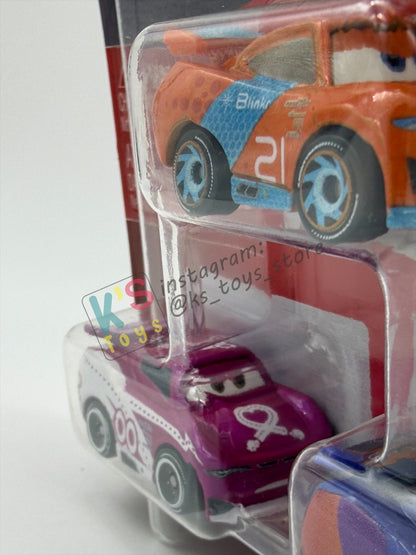 MINI RACERS DISNEY PIXAR CARS 3-PACK RYAN INSIDE LANEY, BARRY DEPEDAL, AND FLIP DOVER - 2026 RE-RELEASED - BNIP