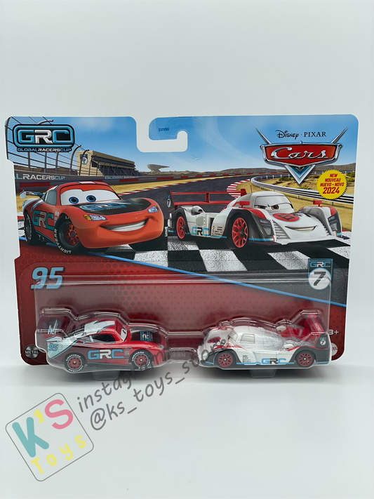 Disney Pixar Cars 1:55 2-Pack by Mattel, GRC LIGHTNING MCQUEEN and GRC SHU - BNIP