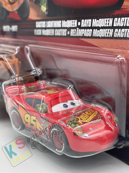 Disney Pixar Cars 1:55 2-Pack by Mattel, MATER with Big Hook and CACTUS LIGHTNING MCQUEEN - BNIP